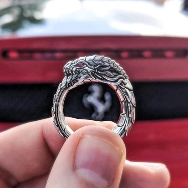 Silver Color Simulation Dragon Steampunk Ring For Wedding Party Gift Romantic Hi Hop Zinc Alloy Vintage 3