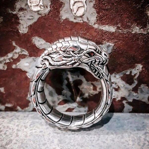 Silver Color Simulation Dragon Steampunk Ring For Wedding Party Gift Romantic Hi Hop Zinc Alloy Vintage 4