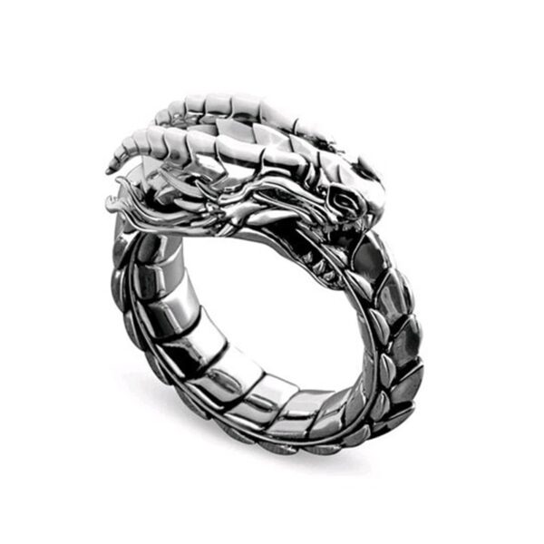 Silver Color Simulation Dragon Steampunk Ring For Wedding Party Gift Romantic Hi Hop Zinc Alloy Vintage