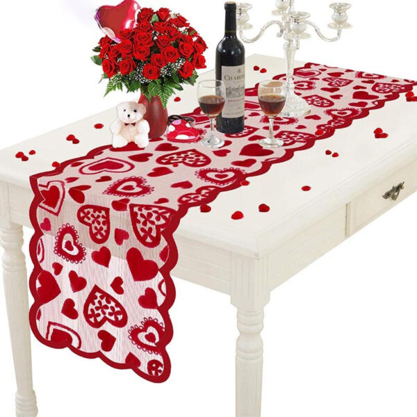 Corredor de taula Decoració de taula de rectangle rodó de punta vermella de luxe amb puntes ratlles