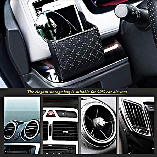 Universal Car Air Vent Organizer Box Storage Bag with Hook Auto Mount Outlet Hanging Leather Container 1