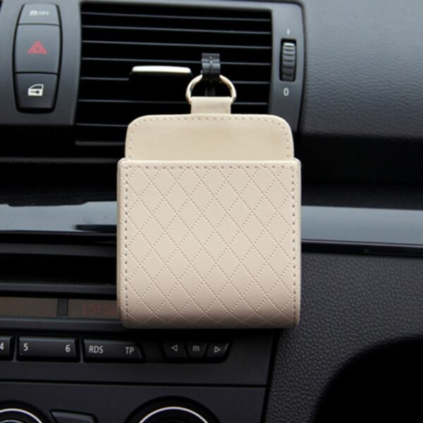 Universal Car Air Vent Organizer Box Storage Bag with Hook Auto Mount Outlet එල්ලෙන සම් කන්ටේනර් 3.jpg 640x640 3