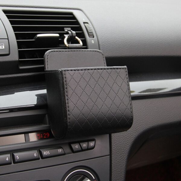 Universal Car Air Vent Organizer Box Storage Bag with Hook Auto Mount Outlet Hanging Leather