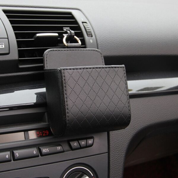 Universal Car Air Vent Organizer Box Storage Bag na may Hook Auto Mount Outlet na Nakabitin na Balat