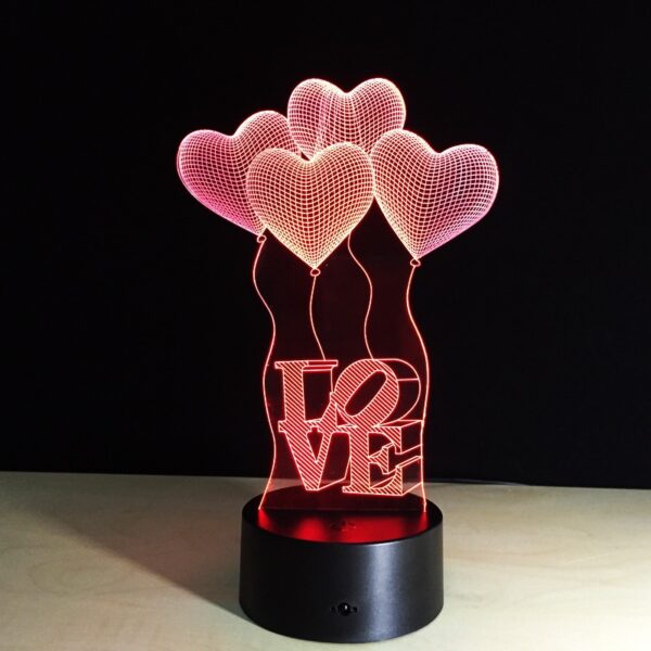 Valentines Day Gift 3D LED Night Light 7 Colors Table Lamp Home Decor Bulb Touch Sensor 1