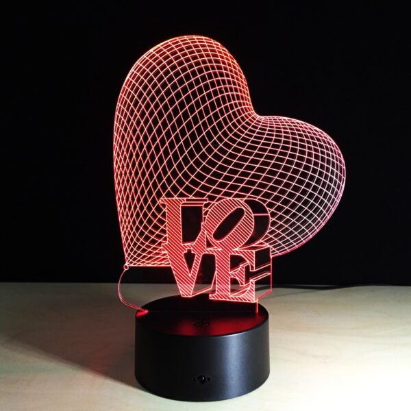 Hadiah Hari Valentine Lampu Malam LED 3D 7 Warna Lampu Meja Hiasan Rumah Penderia Sentuhan Mentol 2