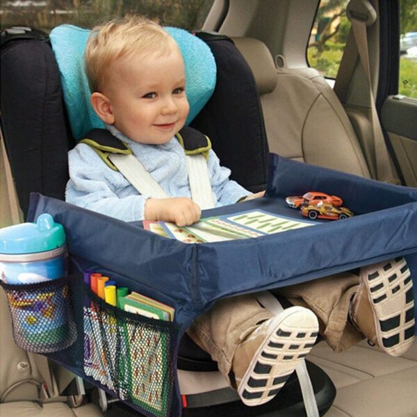 Vassoio per seggiolino auto impermeabile per bambini Passeggino Giocattolo per bambini Porta alimenti Scrivania Tavolo portatile per bambini per auto 1