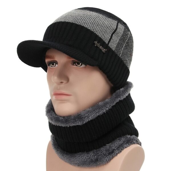 Vinter hatte til mænd Skullies beanie hat vinter cap mænd kvinder uld tørklæde hætter sæt balaclava 4.jpg 640x640 4