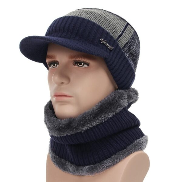 Vinter hatte til mænd Skullies beanie hat vinter cap mænd kvinder uld tørklæde hætter sæt balaclava 5.jpg 640x640 5