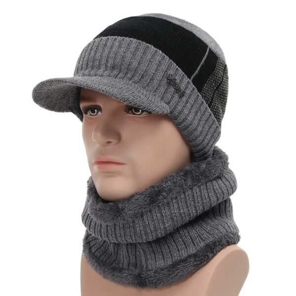 Vinter hatte til mænd Skullies beanie hat vinter cap mænd kvinder uld tørklæde hætter sæt balaclava 6.jpg 640x640 6