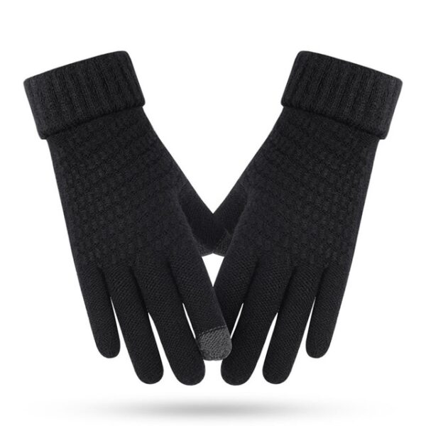 Zimske ženske rukavice od kašmira Toplina Puni prsti Muške nove Jednobojni zaslon osjetljiv na dodir Debele pletene 1.jpg 640x640 1