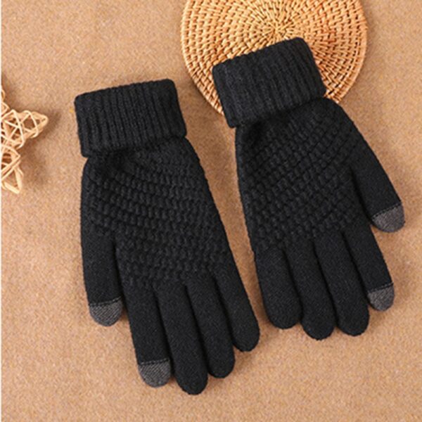 Zimske ženske kašmir rukavice toplina punim prstima Muški novi jednobojni zaslon osjetljiv na dodir debeli pleteni 3