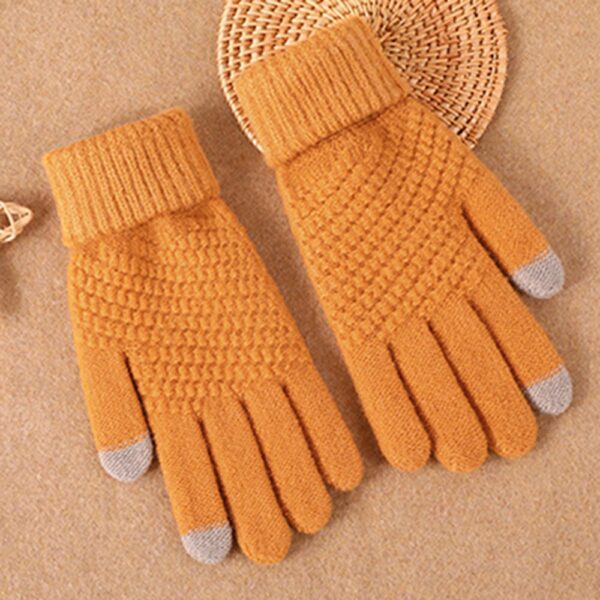 Winter Women Cashmere Gloves Warmth Full Finger Men s New Solid Color Touch Screen Thick Knitted 4