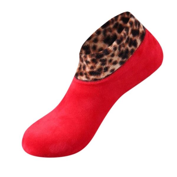 Women s Winter Warm Leopard Bed Non Slip Home Indoor Socks 5