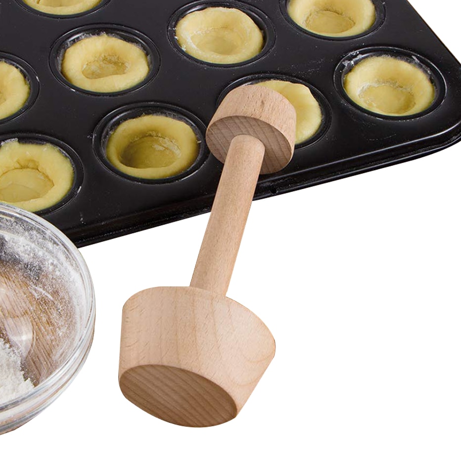 1Pac Egg Tart-Tamper Double Side Wooden Pastry Pusher Baking Kit Tools W6Q1 F1E9 