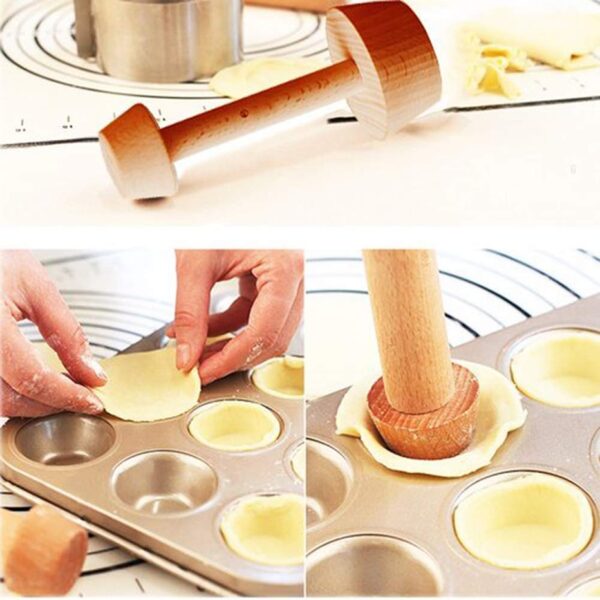 Wooden Tart Pastry Tamper Mini Pan Mold Double Sides Durable Egg Tart Maker Mould Pastry Pusher 3