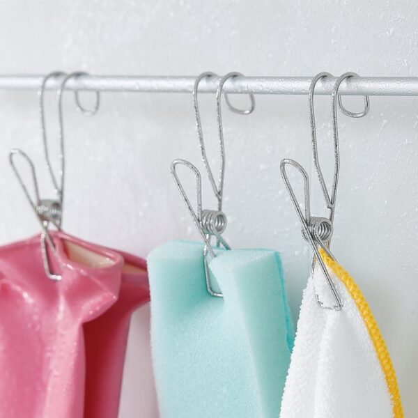 20 Pcs Stainless Hlau Laundry Hanging Clip Hook Clothes Peg Boot Hanger Towel Holder Cov Ntaub Ntawv