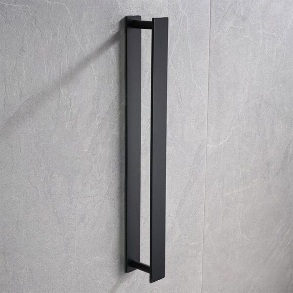 Estante de baño de 40 CM, colgador de toallas negro mate, sin perforaciones, toalla de acero inoxidable montada en la pared, 3