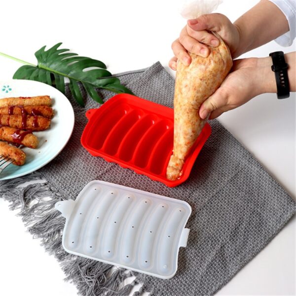 6 in 1 Sausage Making Mold Handmade Hamburger Hot Dog Reusable Silicone Mold Baby Food Maker 1