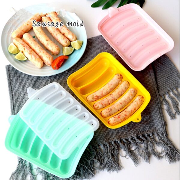 6 in 1 Sausage Making Mold Handmade Hamburger Hot Dog Reusable Silicone Mold Baby Food Maker 4