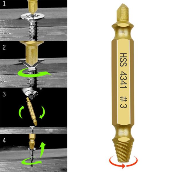 6pcs puas Screw Extractor Laum Cov Khoom Qhia Teeb Kev Ceev Tawm Yooj Yim Tawm Bolt Ntsia Hlau Siab 3