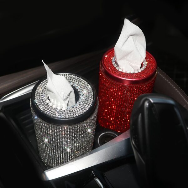 Bling Crystal Car Tissue Box Creative Diamond Paper Towel Tube Auto Tissue Paper Holder Case Home 1
