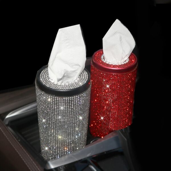 Bling Crystal Car Tissue Box Creative Diamond Paper Towel Tube Auto Tissue Paper Holder Case Home 2