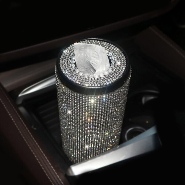 Bling Crystal Car Tissue Box Creative Diamond Paper Towel Tube Auto Tissue Paper Holder Case Home 3