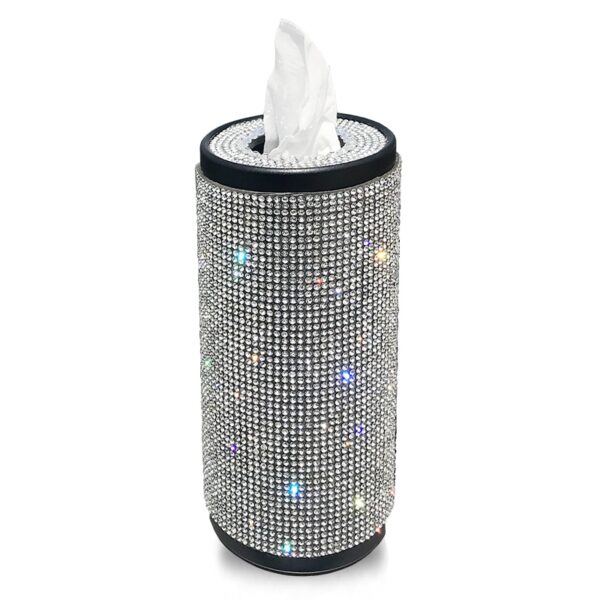 Bling Crystal Car Tissue Box Creative Diamond Paper Towel Tube Auto Tissue Paper Holder Case Home 5