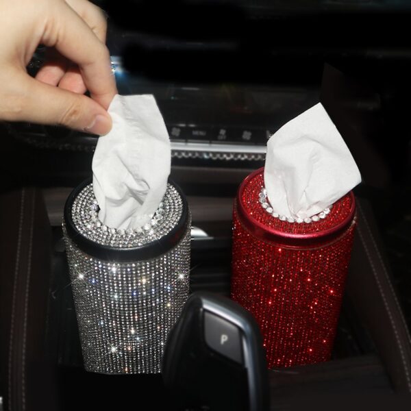 Bling Crystal Car Tissue Box Creative Diamond Paper Towel Tube Auto Tissue Paper Holder Case Home