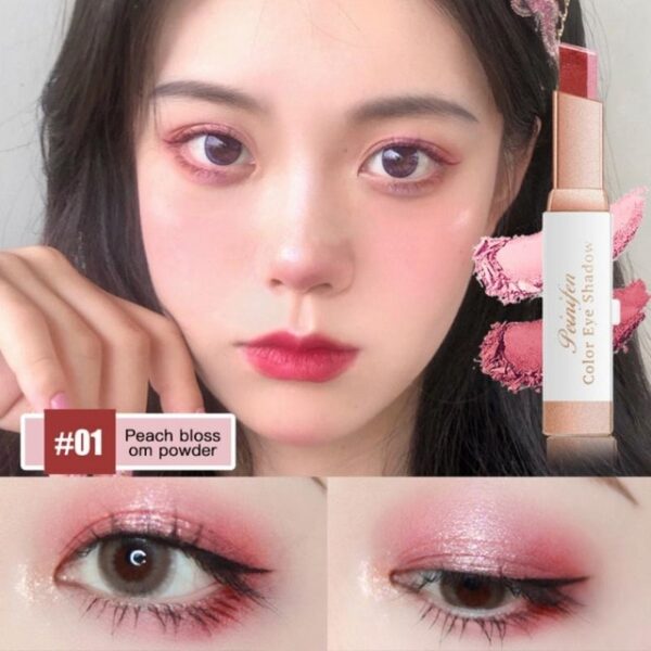 Eyeshadow Stick Stereo Gradien Shimmer Ikki rangli ko'z soya kremi qalam Ko'z bo'yanish kosmetikasi vositasi