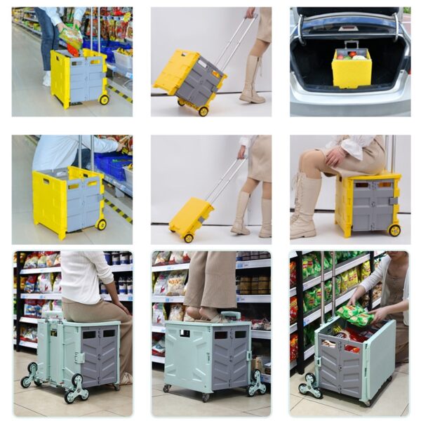 Foldable Storage Box Portable Shopping Cart Trolley Luggage Case Multifunctional Household Cart Supermarket Shopping Basket 4