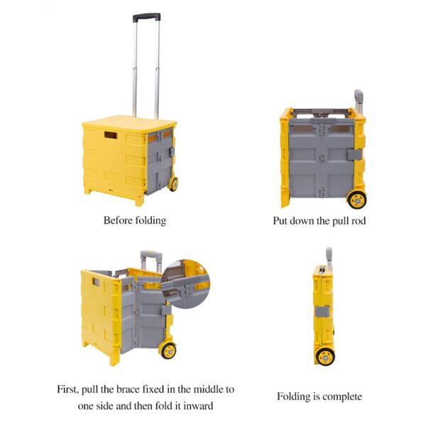 Foldable Storage Box Portable Shopping Cart Trolley Luggage Case Multifunctional Household Cart Supermarket Shopping Basket 5