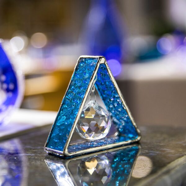 H D Stained Glass Tripod Figurine Rainbow Maker Crystal Ball Prisms Window Hanging Suncatcher Glass Paperweight 2