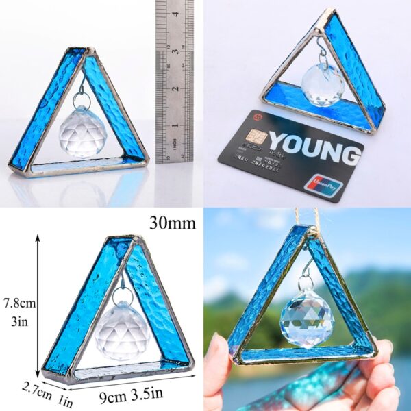 H D Stained Glass Tripod Figurine Rainbow Maker Crystal Ball Prisms Window Hanging Suncatcher Glass Paperweight 4