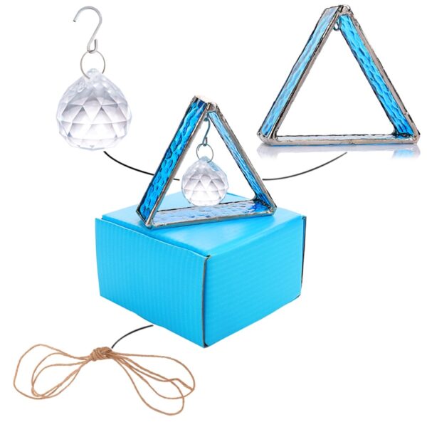 H D Stained Glass Tripod Figurine Rainbow Maker Crystal Ball Prisms Window Hanging Suncatcher Glass Paperweight 5