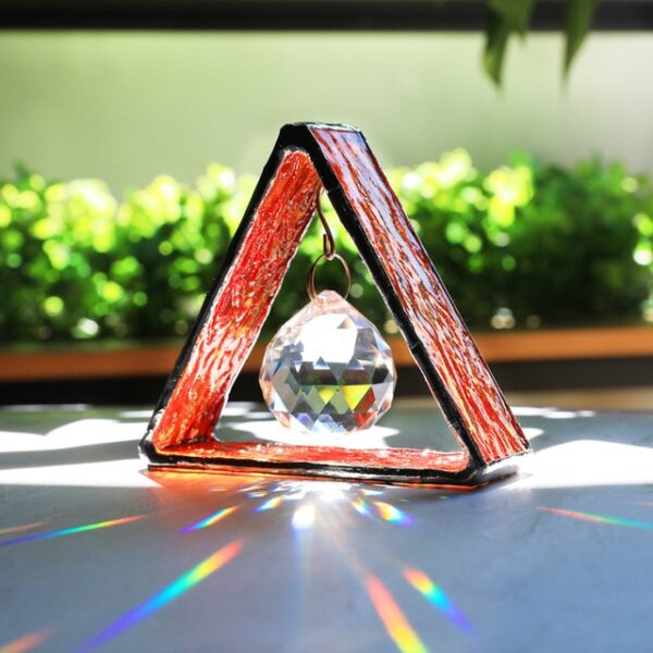 H D Stained Glass Tripod Figurine Rainbow Maker Crystal Ball Prisms Window Hanging Suncatcher Glass