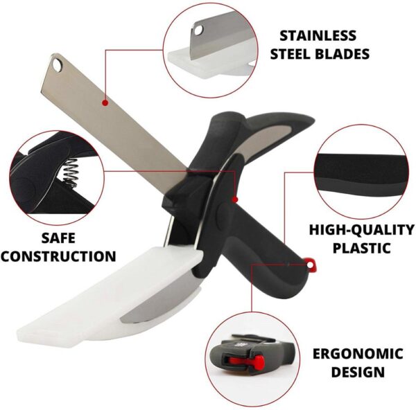 Kusina 2 in 1 Smart Scissor Cutter Knife Baby Supplement ng Pagkain Mga Gunting sa Sambahayan Prutas Gulay na Barbecue 3