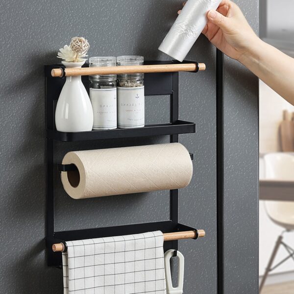 Magnet Fridge Shelf Paper Towel Roll Holder Magnetic Storage Rack Spice Hang Rack Decorative Metal Shelf 2