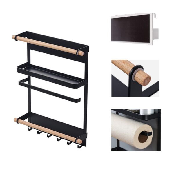 Magnet Fridge Shelf Paper Towel Roll Holder Magnetic Storage Rack Spice Hang Rack Decorative Metal Shelf 4