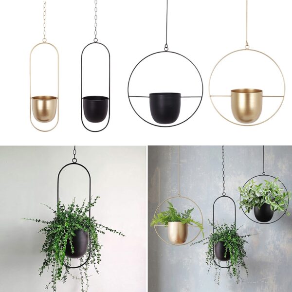 Metalen Opknoping Pot Plant Hanger Keten Muur Opknoping Planter Mand Bloempot Plant Houder Huis Tuin