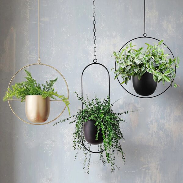 Pot suspendu en métal, chaîne de suspension pour plantes, panier de jardinière mural, support de Pot de fleur, jardin de maison