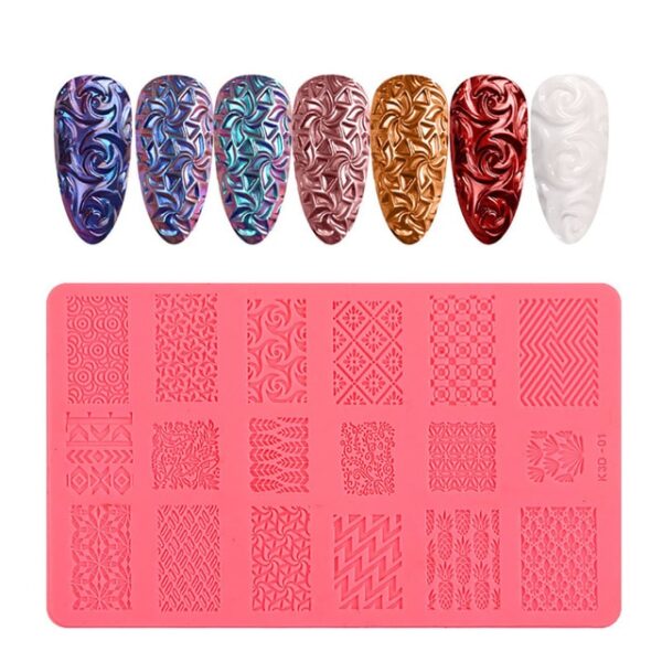 Nail Art Silicone Printing Template Nail Mold Powder Chrome Pigment Dust Environment Friendly 3D Relief