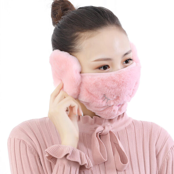 New 2 in 1 Warm Mask Earmuffs Cartoon Cute Mouth muffs Ear cap Autumn Winter Thicken 2