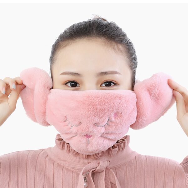 New 2 in 1 Warm Mask Earmuffs Cartoon Cute Mouth muffs Ear cap Autumn Winter Thicken 3