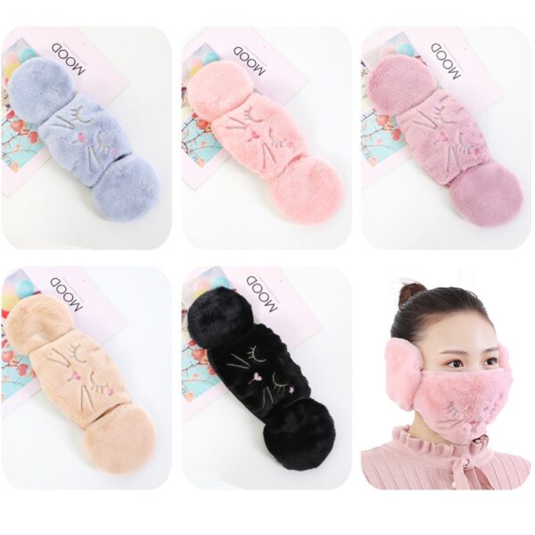 New 2 in 1 Warm Mask Earmuffs Cartoon Cute Mouth muffs Ear cap Autumn Winter Thicken 4