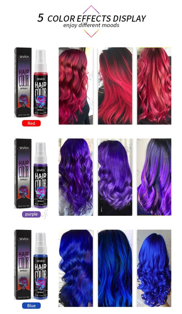New 5 Color Liquid Hair Spray Unisex Party Cosplay Use Temporary Hair Color Dye Tinted Lasting 1