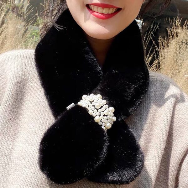 New Women Winter Warm Scarf Pearl Plush Bib Scarfs Thicken Imitation Rabbit Fur Scarf Winter Shawl 5