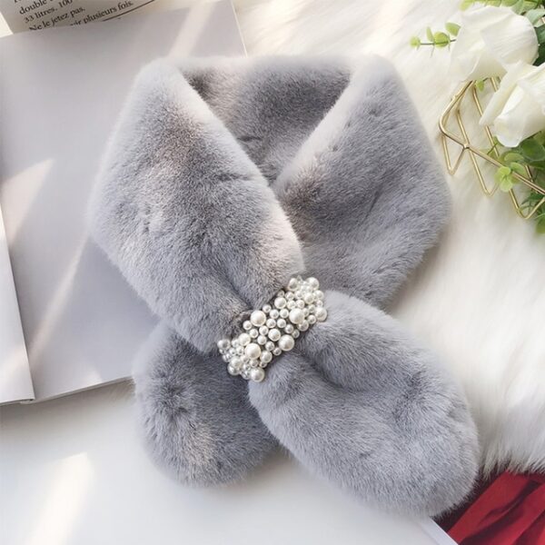 New Women Winter Warm Scarf Pearl Plush Bib Scarfs Thicken Imitation Rabbit Fur Scarf Winter