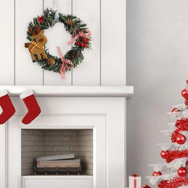 Nice Mini PVC Christmas Wreath DIY Xmas Ornament With Elk Snowman Santa Claus Baubles Christmas Wreath 2